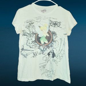 Disney Peter Pan Tinkerbell Captain Hook Graphic Map Tee Shirt